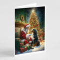 Bernese Mountain Dog and Santa Claus Greeting Cards Pack of 8 Blank Cards with Envelopes Whimsical A7 Size 5x7