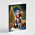Bernese Mountain Dog and Santa Claus Greeting Cards Pack of 8 Blank Cards with Envelopes Whimsical A7 Size 5x7