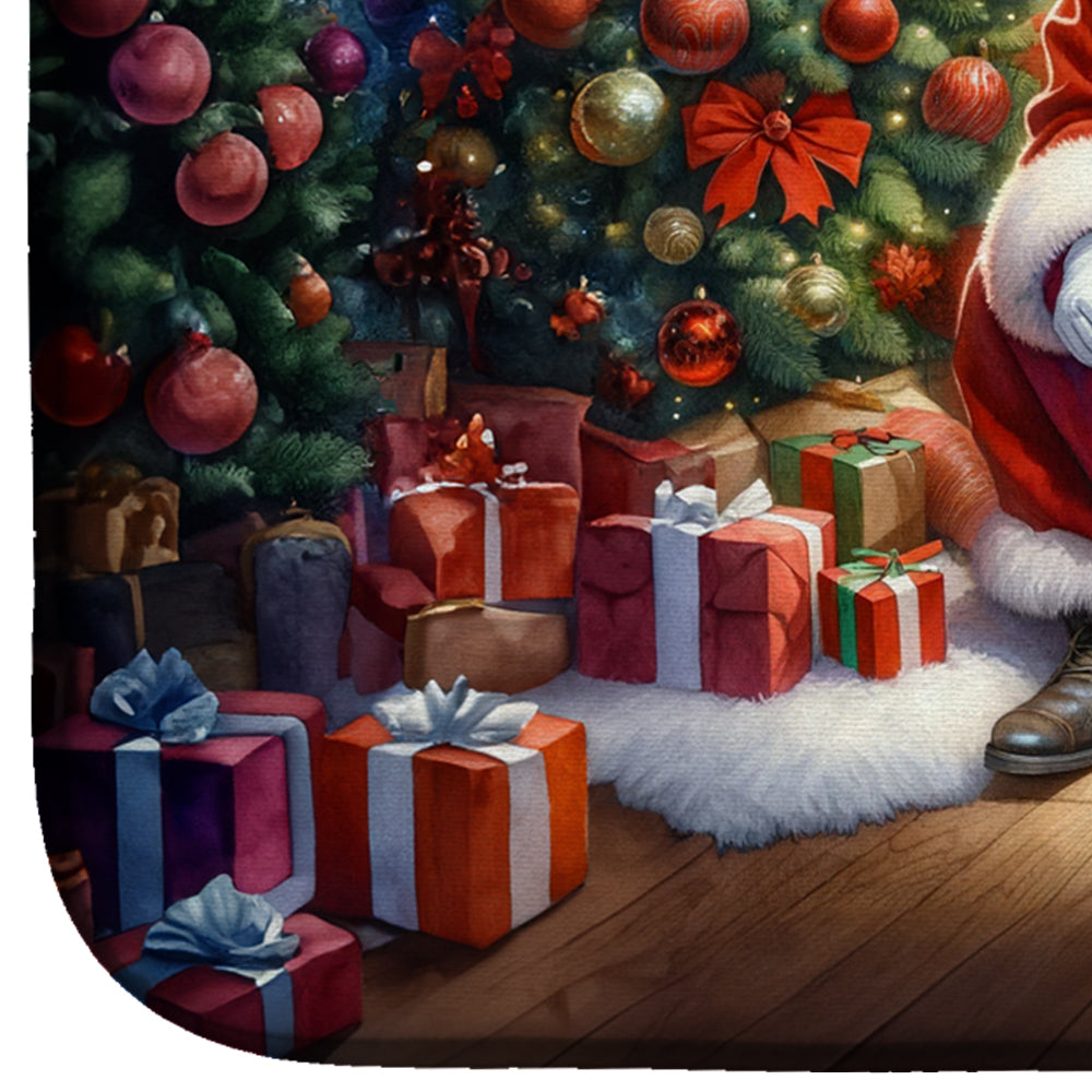 Bernese Mountain Dog and Santa Claus Dish Drying Mat Absorbent Dish Drying Mat Pad for Kitchen Counter Dish Drainer Mat for Countertop, 14 x 21", Multicolor