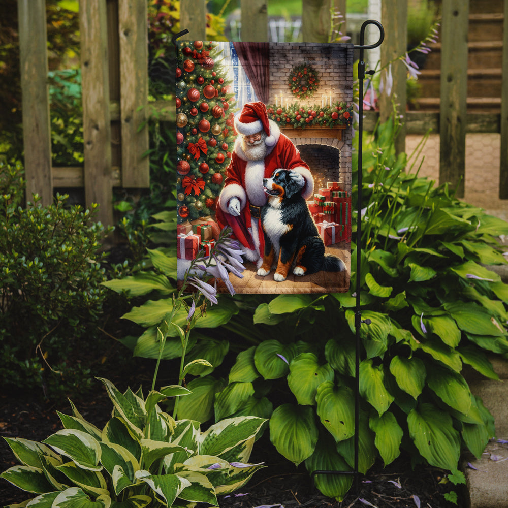 Bernese Mountain Dog and Santa Claus Garden Flag Mailbox Decorative Yard Banner Outside Patio Artwork for Flower Beds, Garden Size, Multicolor