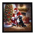 Bernese Mountain Dog and Santa Claus Framed Metal Print Bathroom, Kitchen, Office, Home Decor Wall Art Ready to Hang, Square, 8X8