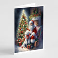 Bichon Frise and Santa Claus Greeting Cards Pack of 8 Blank Cards with Envelopes Whimsical A7 Size 5x7