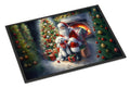 Bichon Frise and Santa Claus Doormat Indoor Outdoor 24H X 36W Front Door Mat Rugs for Entryway, Non Slip Washable Low Pile,