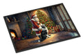 Border Collie and Santa Claus Doormat Indoor Outdoor 18H X 27W Front Door Mat Rugs for Entryway, Non Slip Washable