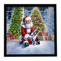 Boston Terrier and Santa Claus Framed Metal Print Bathroom, Kitchen, Office, Home Decor Wall Art Ready to Hang, Square, 8X8