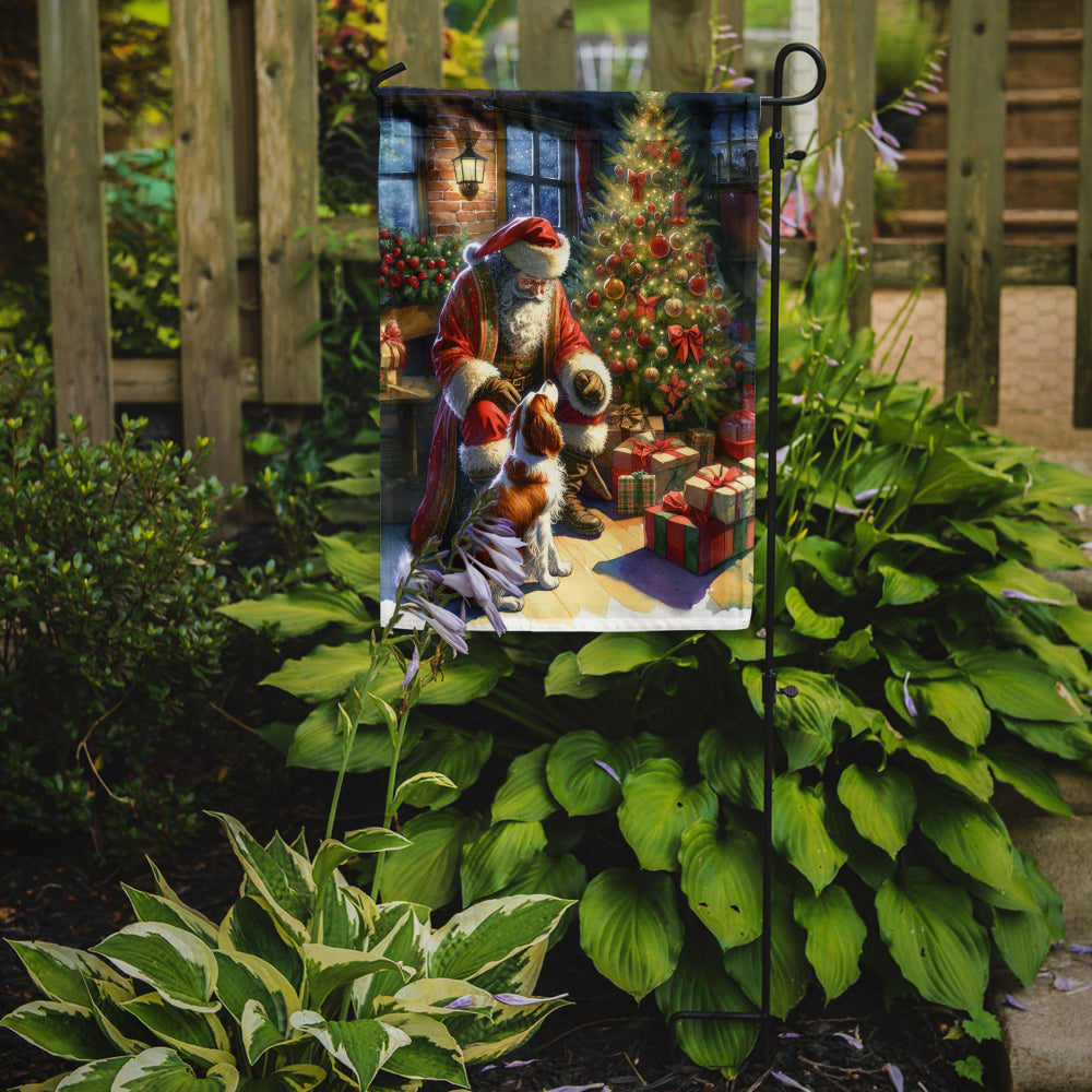 Brittany and Santa Claus Garden Flag Mailbox Decorative Yard Banner Outside Patio Artwork for Flower Beds, Garden Size, Multicolor