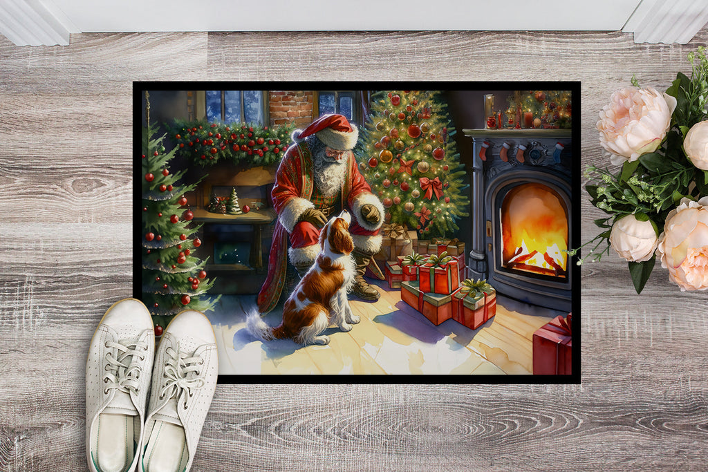 Brittany and Santa Claus Doormat Indoor Outdoor 18H X 27W Front Door Mat Rugs for Entryway, Non Slip Washable