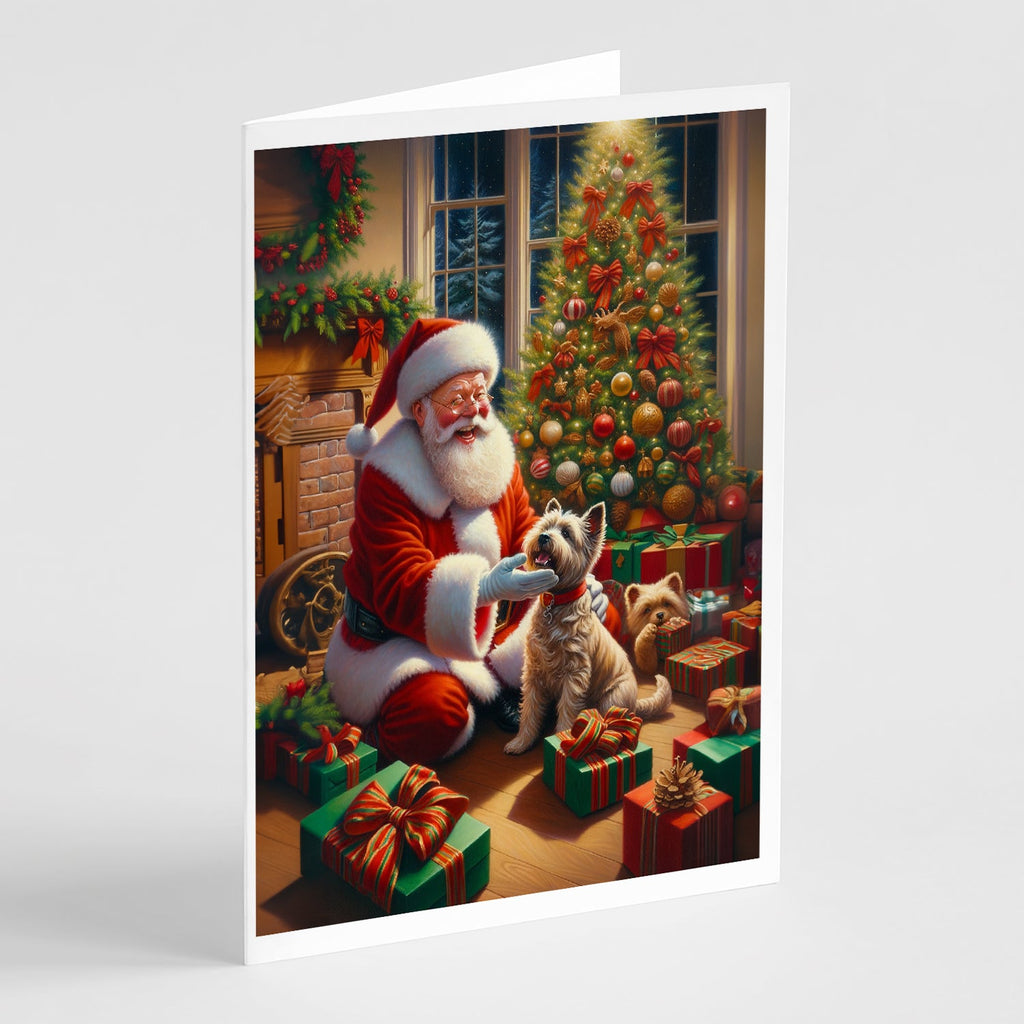 Cairn Terrier and Santa Claus Greeting Cards Pack of 8 Blank Cards with Envelopes Whimsical A7 Size 5x7