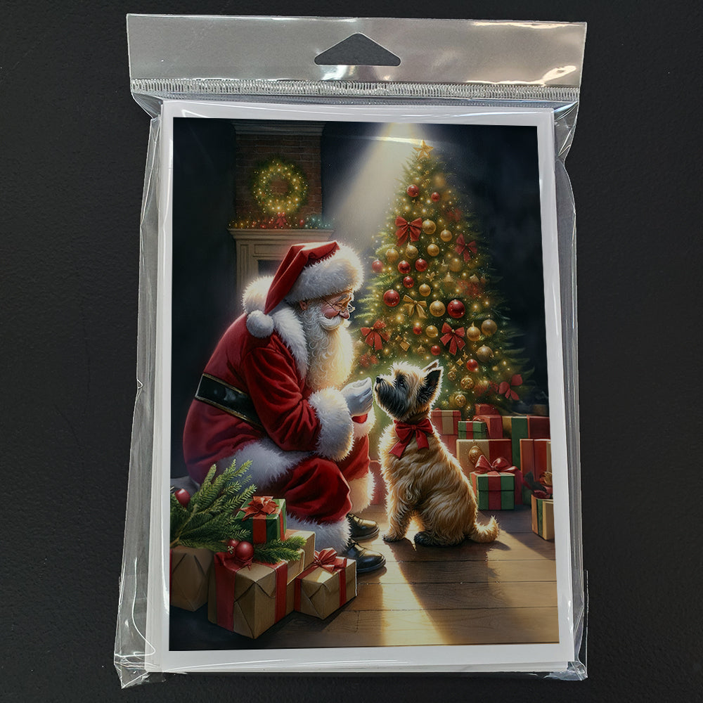 Cairn Terrier and Santa Claus Greeting Cards Pack of 8 Blank Cards with Envelopes Whimsical A7 Size 5x7