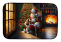 Cavalier Spaniel and Santa Claus Dish Drying Mat Absorbent Dish Drying Mat Pad for Kitchen Counter Dish Drainer Mat for Countertop, 14 x 21", Multicolor