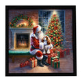 Cavalier Spaniel and Santa Claus Framed Metal Print Bathroom, Kitchen, Office, Home Decor Wall Art Ready to Hang, Square, 8X8