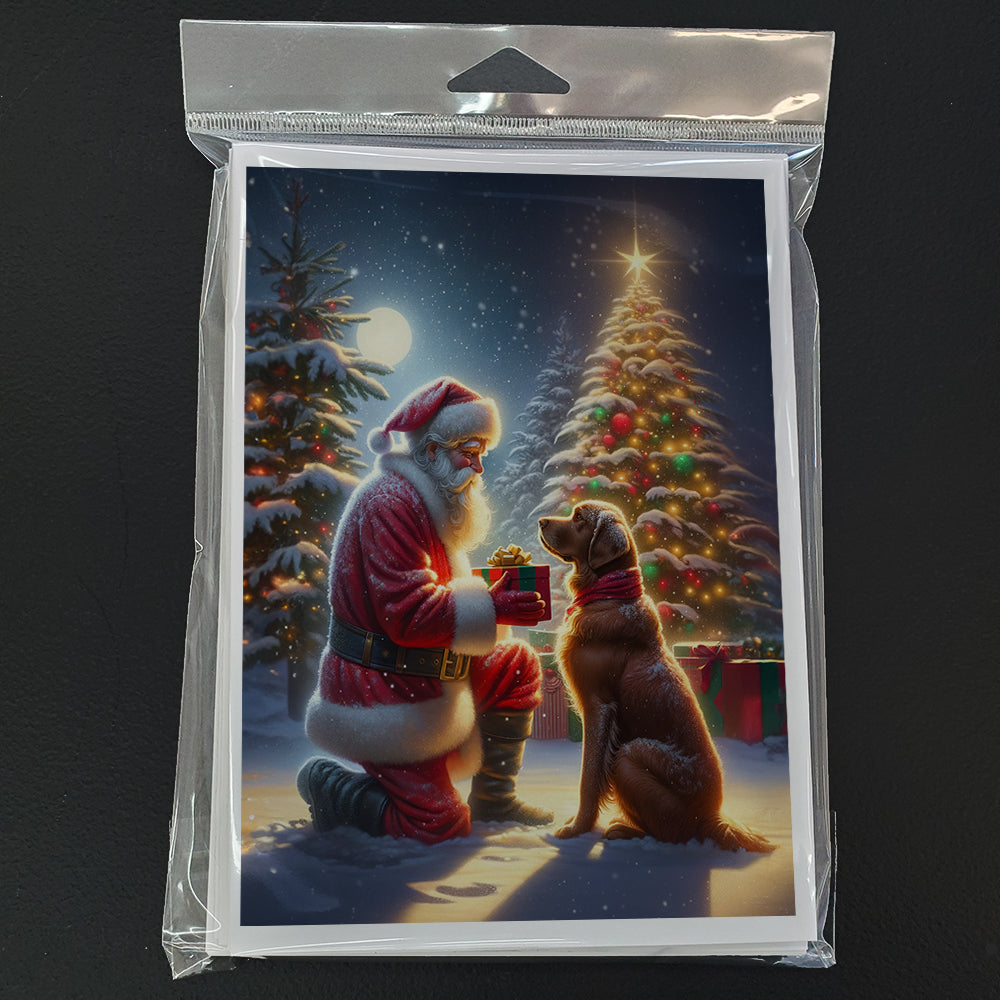 Chesapeake Bay Retriever and Santa Claus Greeting Cards Pack of 8 Blank Cards with Envelopes Whimsical A7 Size 5x7