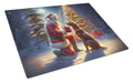 Chesapeake Bay Retriever and Santa Claus Cutting Board Tempered Glass Kitchen Cutting Surface, Heat Resistant Chopping, Non-Slip Feet, Food Prep & Serving