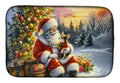 Chihuahua and Santa Claus Dish Drying Mat Absorbent Dish Drying Mat Pad for Kitchen Counter Dish Drainer Mat for Countertop, 14 x 21", Multicolor