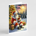 Chihuahua and Santa Claus Greeting Cards Pack of 8 Blank Cards with Envelopes Whimsical A7 Size 5x7