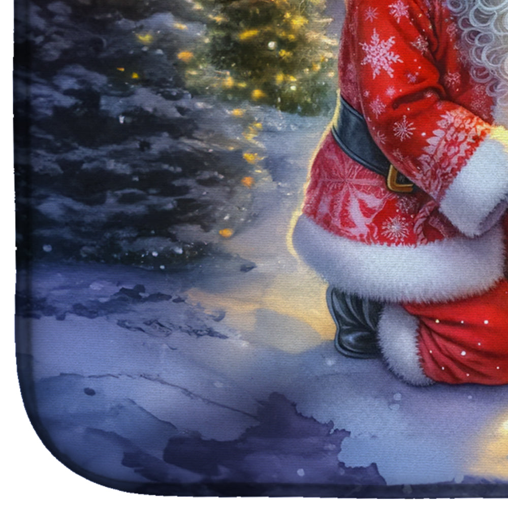 Chinese Crested and Santa Claus Dish Drying Mat Absorbent Dish Drying Mat Pad for Kitchen Counter Dish Drainer Mat for Countertop, 14 x 21", Multicolor