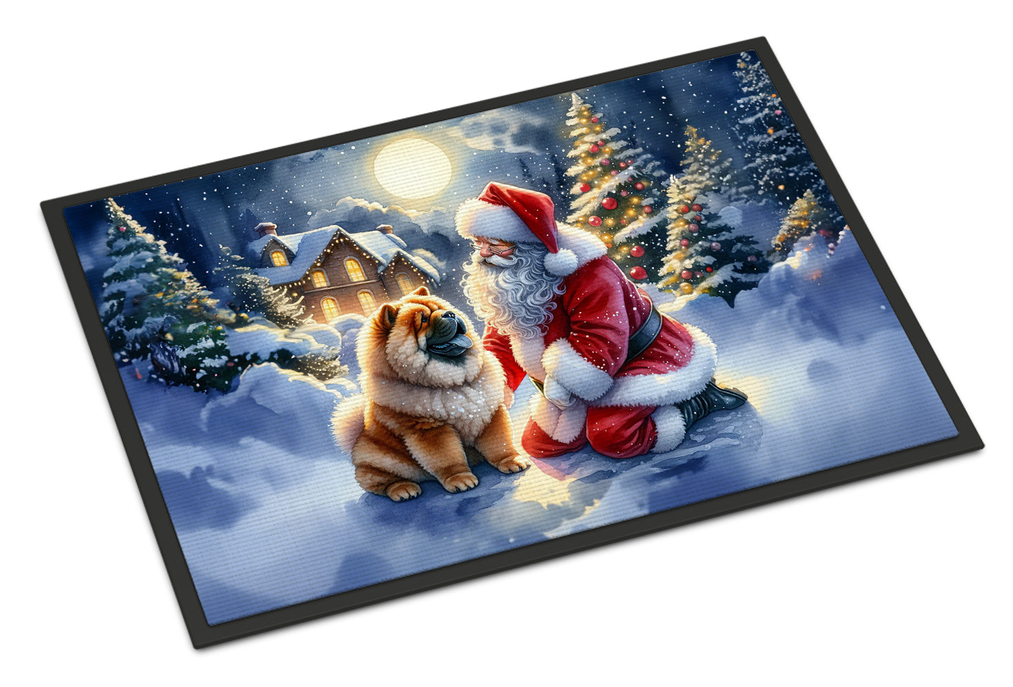 Chow Chow and Santa Claus Doormat Indoor Outdoor 24H X 36W Front Door Mat Rugs for Entryway, Non Slip Washable Low Pile,