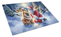 Chow Chow and Santa Claus Cutting Board Tempered Glass Kitchen Cutting Surface, Heat Resistant Chopping, Non-Slip Feet, Food Prep & Serving