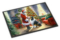 Collie and Santa Claus Doormat Indoor Outdoor 24H X 36W Front Door Mat Rugs for Entryway, Non Slip Washable Low Pile,