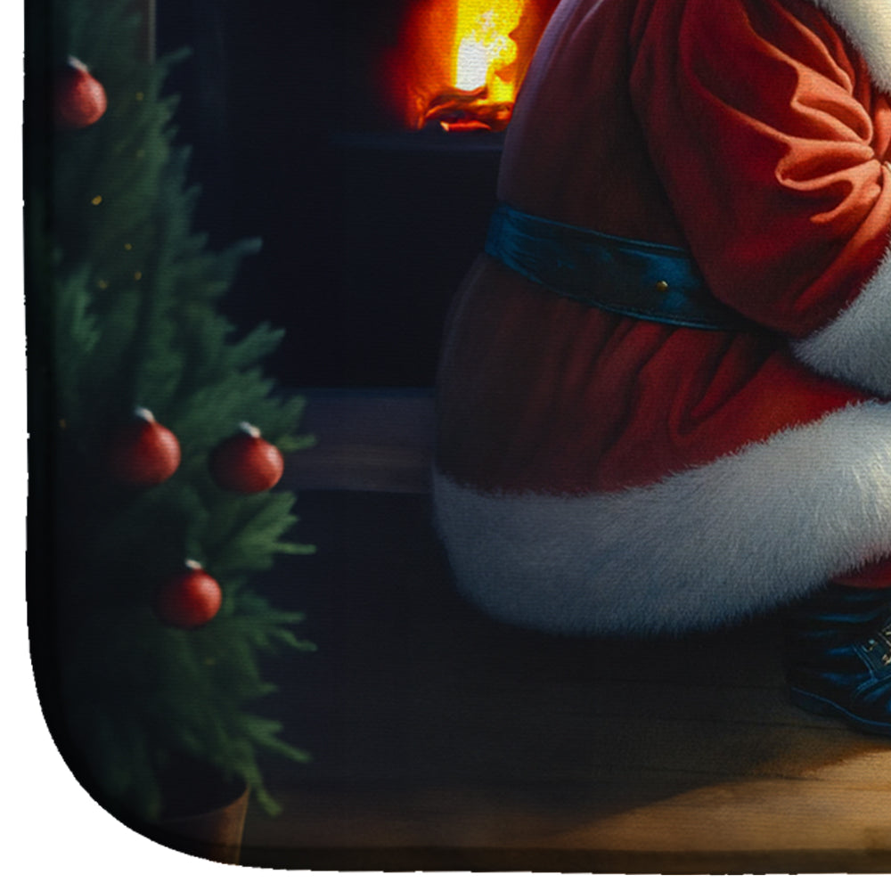 Corgi and Santa Claus Dish Drying Mat Absorbent Dish Drying Mat Pad for Kitchen Counter Dish Drainer Mat for Countertop, 14 x 21", Multicolor