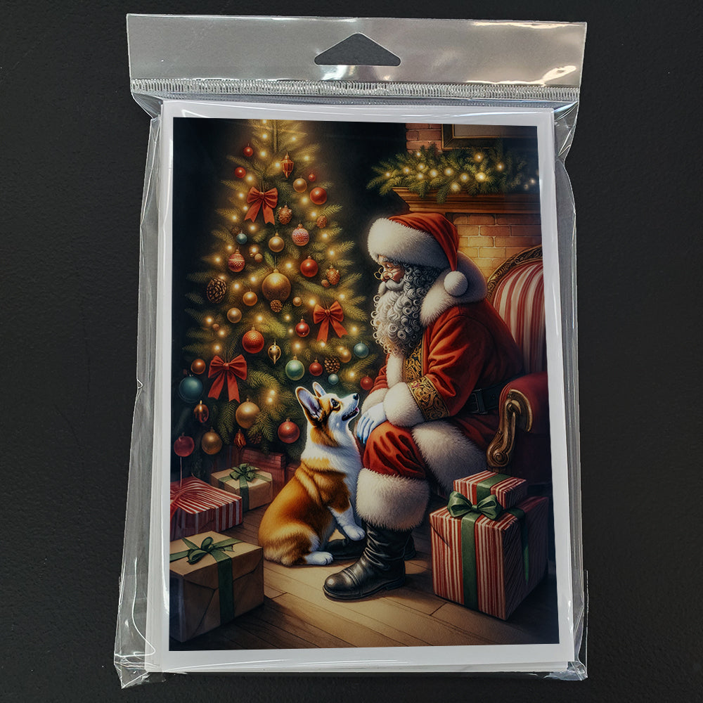 Corgi and Santa Claus Greeting Cards Pack of 8 Blank Cards with Envelopes Whimsical A7 Size 5x7