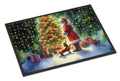 Dachshund and Santa Claus Doormat Indoor Outdoor 18H X 27W Front Door Mat Rugs for Entryway, Non Slip Washable