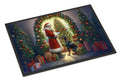 Doberman Pinscher and Santa Claus Doormat Indoor Outdoor 24H X 36W Front Door Mat Rugs for Entryway, Non Slip Washable Low Pile,