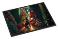 Doberman Pinscher and Santa Claus Doormat Indoor Outdoor 24H X 36W Front Door Mat Rugs for Entryway, Non Slip Washable Low Pile,
