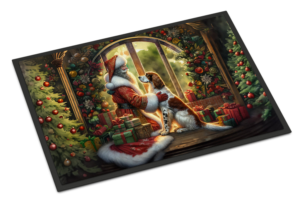 English Setter and Santa Claus Doormat Indoor Outdoor 24H X 36W Front Door Mat Rugs for Entryway, Non Slip Washable Low Pile,