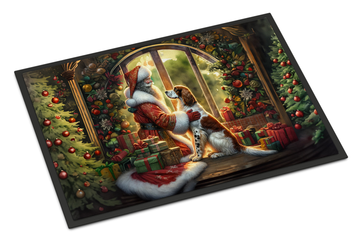 English Setter and Santa Claus Doormat Indoor Outdoor 18H X 27W Front Door Mat Rugs for Entryway, Non Slip Washable