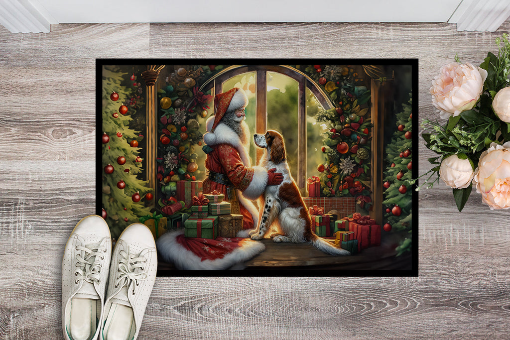 English Setter and Santa Claus Doormat Indoor Outdoor 18H X 27W Front Door Mat Rugs for Entryway, Non Slip Washable