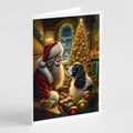 English Springer Spaniel and Santa Claus Greeting Cards Pack of 8 Blank Cards with Envelopes Whimsical A7 Size 5x7