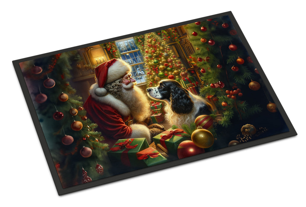 English Springer Spaniel and Santa Claus Doormat Indoor Outdoor 24H X 36W Front Door Mat Rugs for Entryway, Non Slip Washable Low Pile,