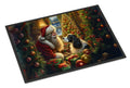 English Springer Spaniel and Santa Claus Doormat Indoor Outdoor 24H X 36W Front Door Mat Rugs for Entryway, Non Slip Washable Low Pile,