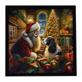 English Springer Spaniel and Santa Claus Framed Metal Print Bathroom, Kitchen, Office, Home Decor Wall Art Ready to Hang, Square, 8X8