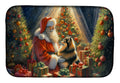 Finnish Spitz and Santa Claus Dish Drying Mat Absorbent Dish Drying Mat Pad for Kitchen Counter Dish Drainer Mat for Countertop, 14 x 21", Multicolor