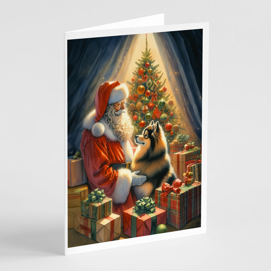 Finnish Spitz and Santa Claus Greeting Cards Pack of 8 Blank Cards with Envelopes Whimsical A7 Size 5x7