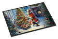 Fox Terrier and Santa Claus Doormat Indoor Outdoor 24H X 36W Front Door Mat Rugs for Entryway, Non Slip Washable Low Pile,