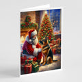 German Shepherd and Santa Claus Greeting Cards Pack of 8 Blank Cards with Envelopes Whimsical A7 Size 5x7