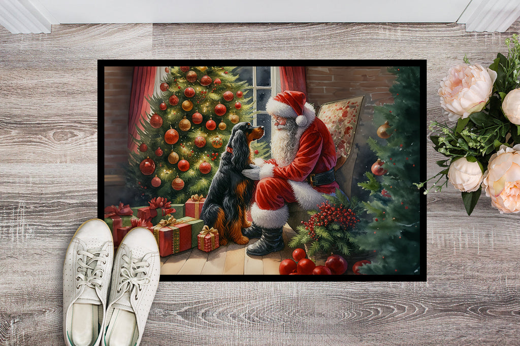 Gordon Setter and Santa Claus Doormat Indoor Outdoor 24H X 36W Front Door Mat Rugs for Entryway, Non Slip Washable Low Pile,