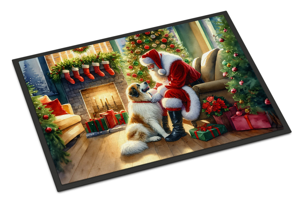Great Pyrenees and Santa Claus Doormat Indoor Outdoor 24H X 36W Front Door Mat Rugs for Entryway, Non Slip Washable Low Pile,