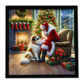 Great Pyrenees and Santa Claus Framed Metal Print Bathroom, Kitchen, Office, Home Decor Wall Art Ready to Hang, Square, 8X8