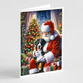 Greater Swiss Mountain Dog and Santa Claus Greeting Cards Pack of 8 Blank Cards with Envelopes Whimsical A7 Size 5x7