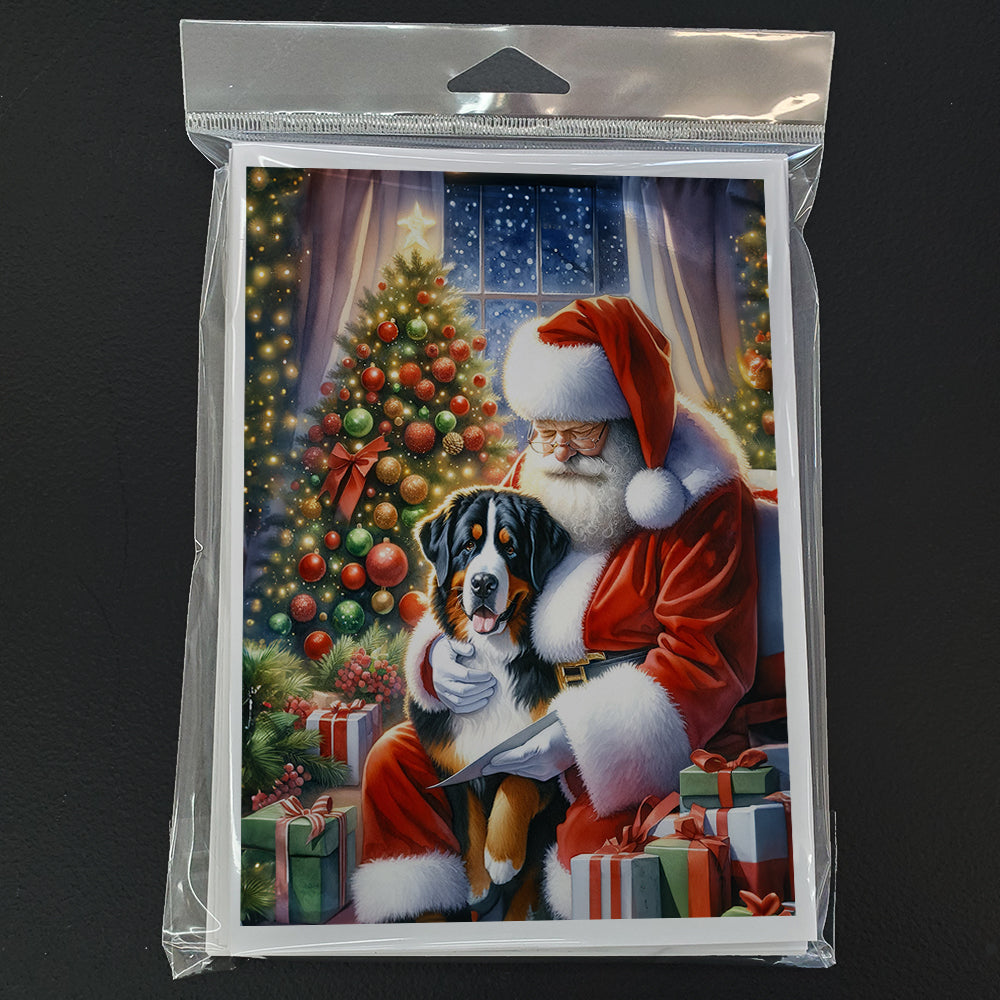 Greater Swiss Mountain Dog and Santa Claus Greeting Cards Pack of 8 Blank Cards with Envelopes Whimsical A7 Size 5x7