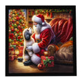 Havanese and Santa Claus Framed Metal Print Bathroom, Kitchen, Office, Home Decor Wall Art Ready to Hang, Square, 8X8