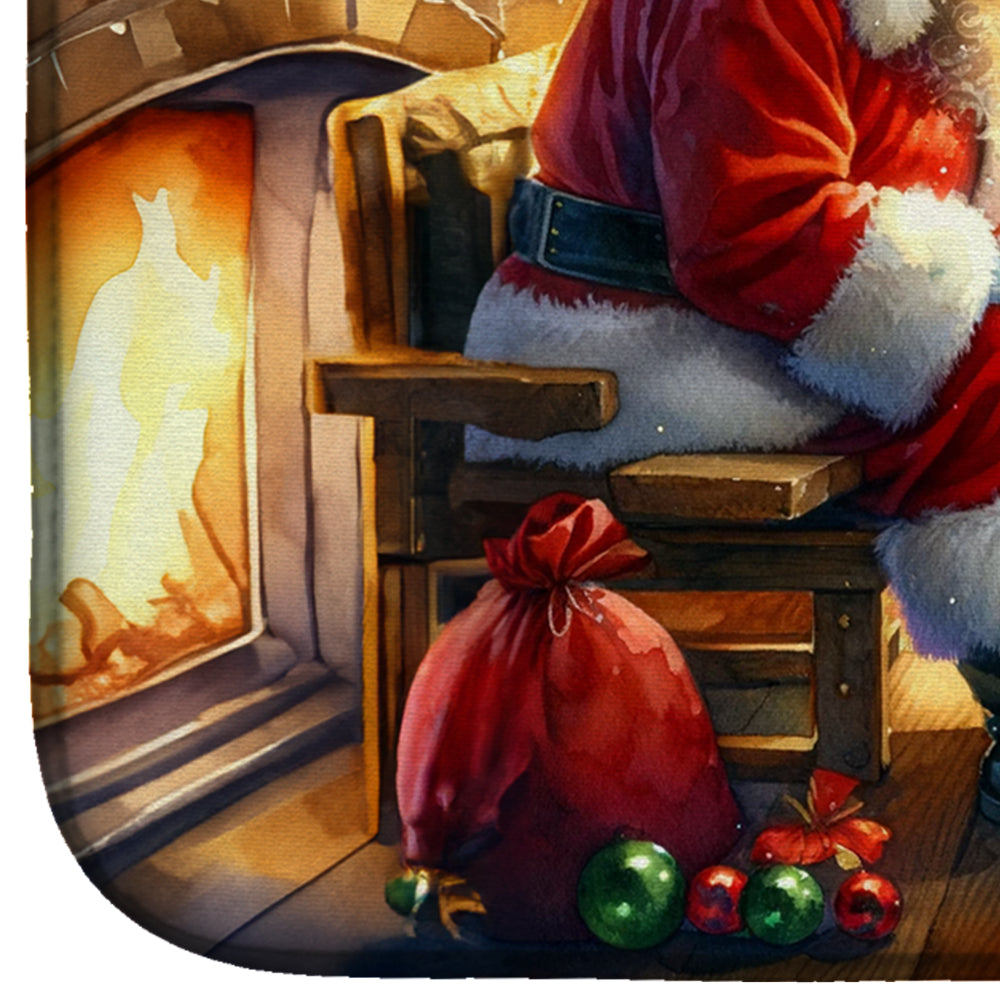 Irish Setter and Santa Claus Dish Drying Mat Absorbent Dish Drying Mat Pad for Kitchen Counter Dish Drainer Mat for Countertop, 14 x 21", Multicolor