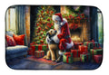 Irish Wolfhound and Santa Claus Dish Drying Mat Absorbent Dish Drying Mat Pad for Kitchen Counter Dish Drainer Mat for Countertop, 14 x 21", Multicolor