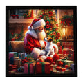 Jack Russell Terrier and Santa Claus Framed Metal Print Bathroom, Kitchen, Office, Home Decor Wall Art Ready to Hang, Square, 8X8