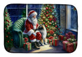 Keeshond and Santa Claus Dish Drying Mat Absorbent Dish Drying Mat Pad for Kitchen Counter Dish Drainer Mat for Countertop, 14 x 21", Multicolor