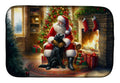 Labrador Retriever and Santa Claus Dish Drying Mat Absorbent Dish Drying Mat Pad for Kitchen Counter Dish Drainer Mat for Countertop, 14 x 21", Multicolor